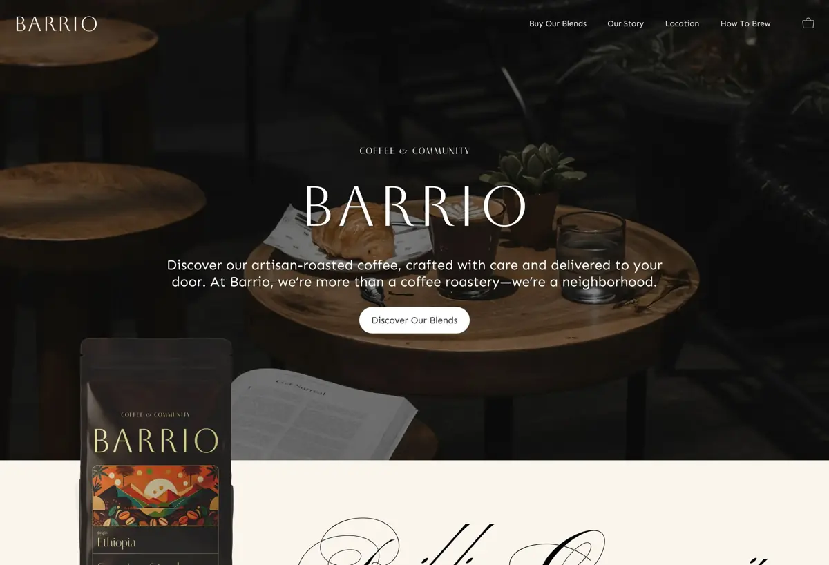 Barrio example online store, coffee roaster