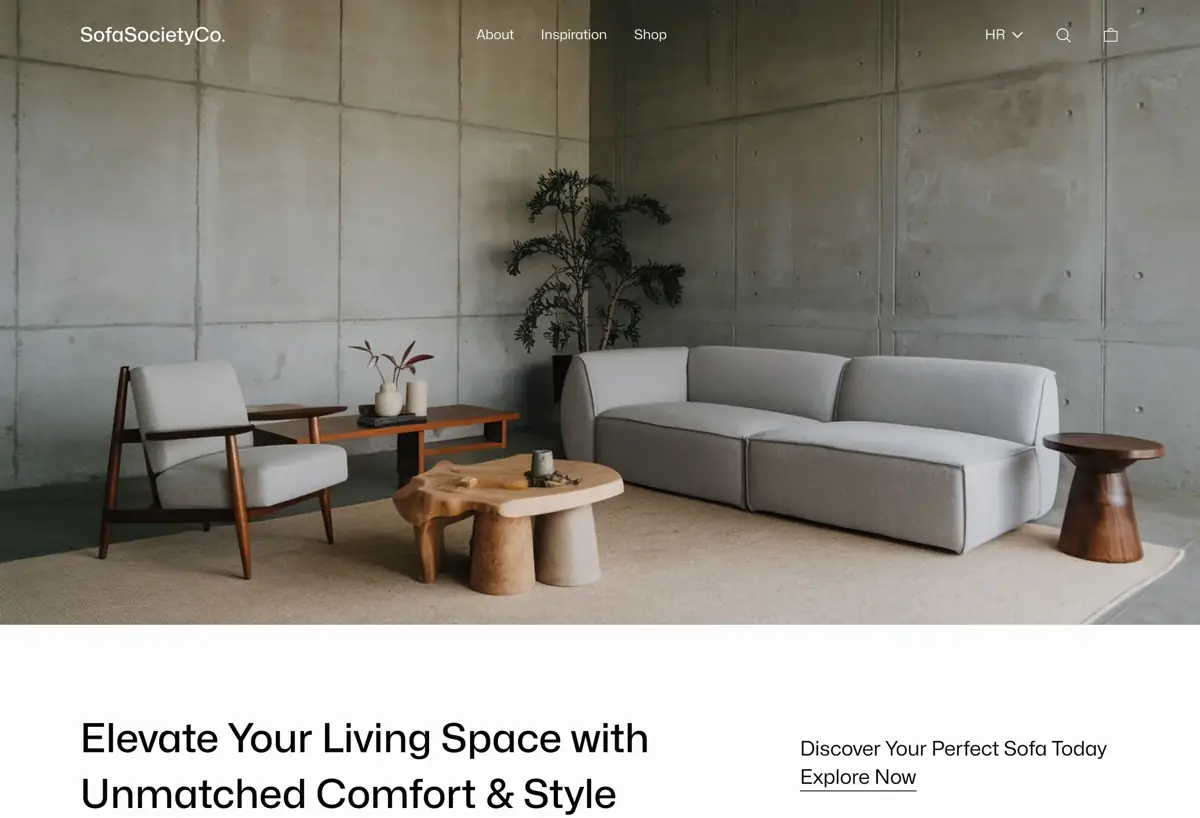 Sofa Society example online store, furniture & home